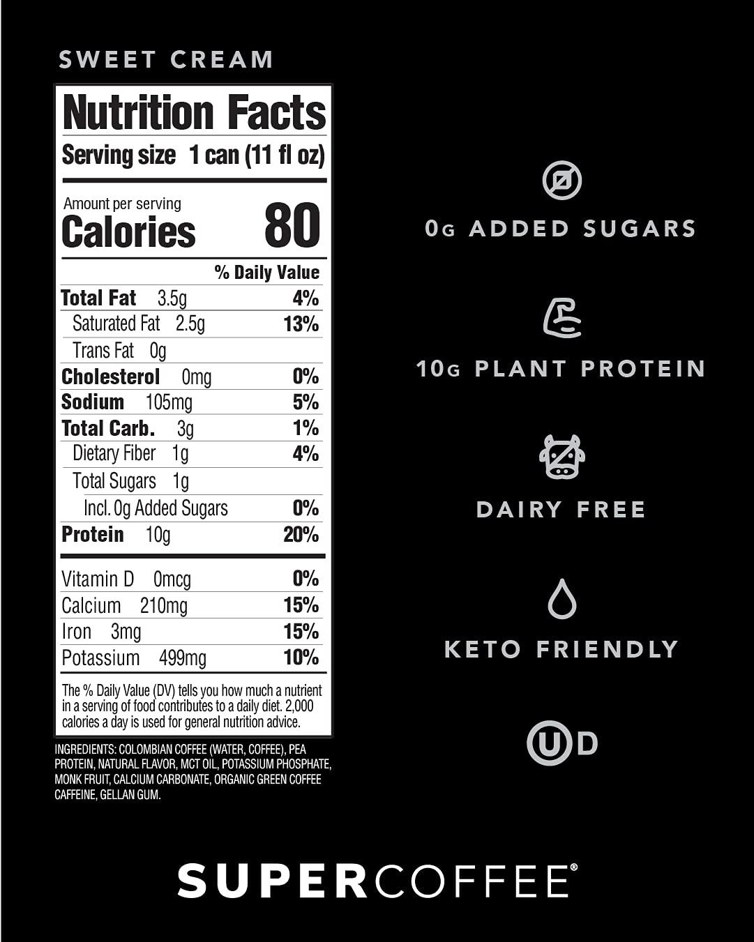 Super Coffee, Plant Based Keto Protein Coffee (0g Added Sugar, 10g Pea  Protein, 80 Calories) Variety Pack 12 Fl Oz, 12 Pack