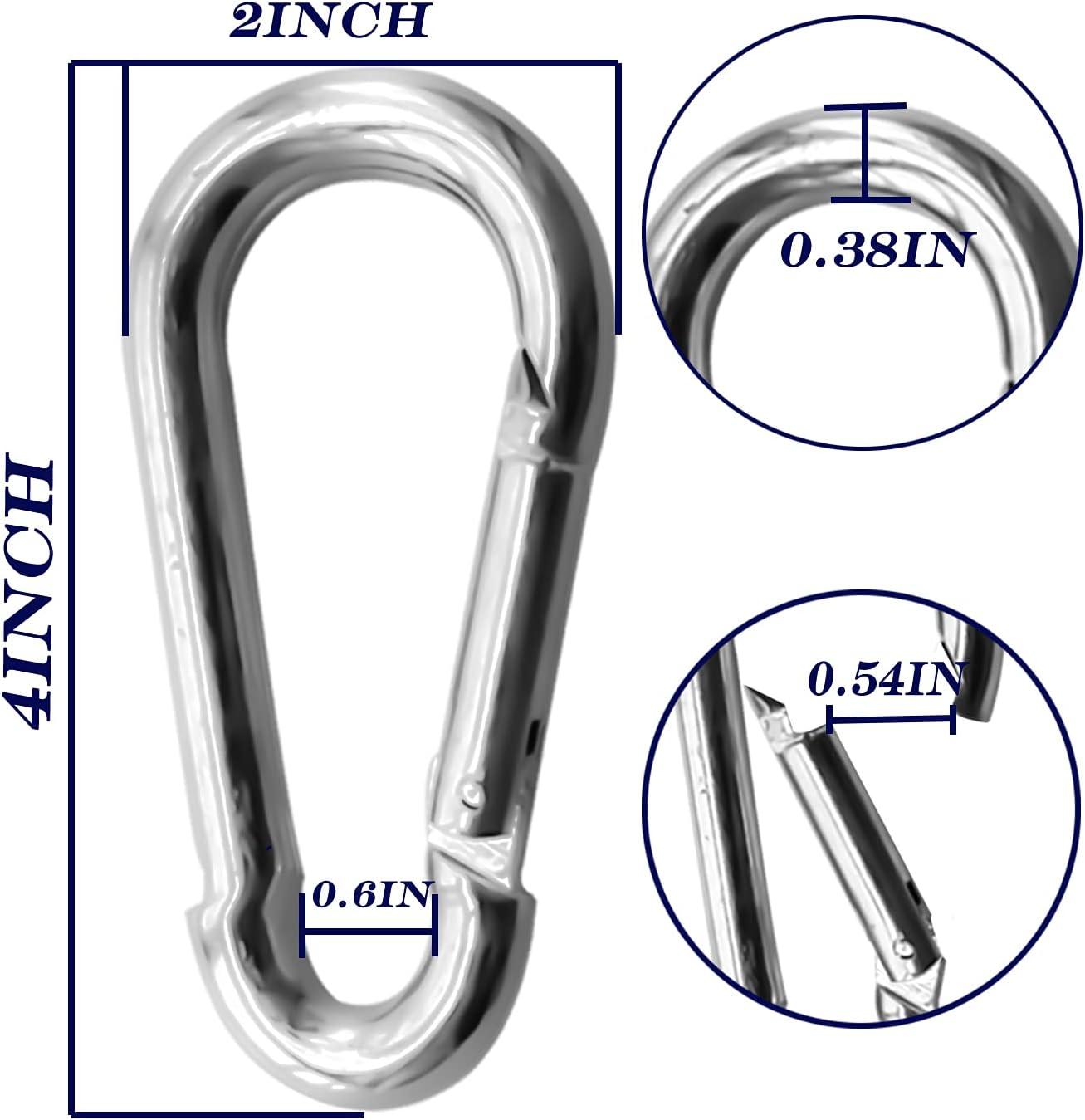 30Pack Heavy Duty Spring Snap Hooks 4Inch, 3/8 Carabiner Clips for Swing,  Large Steel Chain Quick Links Safety Buckle Connector for Hammock Fitness  Gym Outdoor Boating, M10 Snap Hook Carabiners