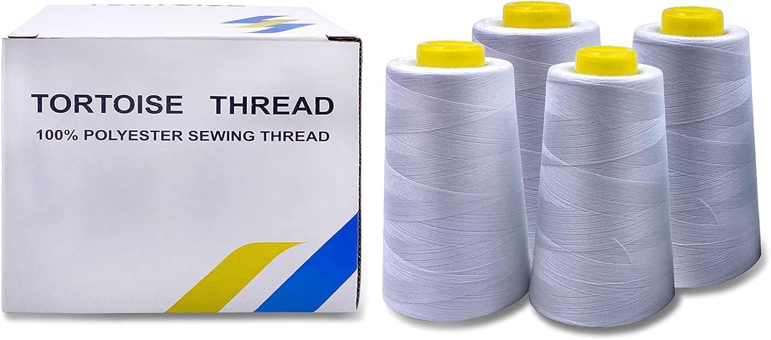 Tortoise 4 Cones of 3000 Yards Each Spool Thread for Sewing All Purpose  Sewing Thread 100% Polyester Thread for Serger Overlock Quilting Sewing  Machine 40S/2 White