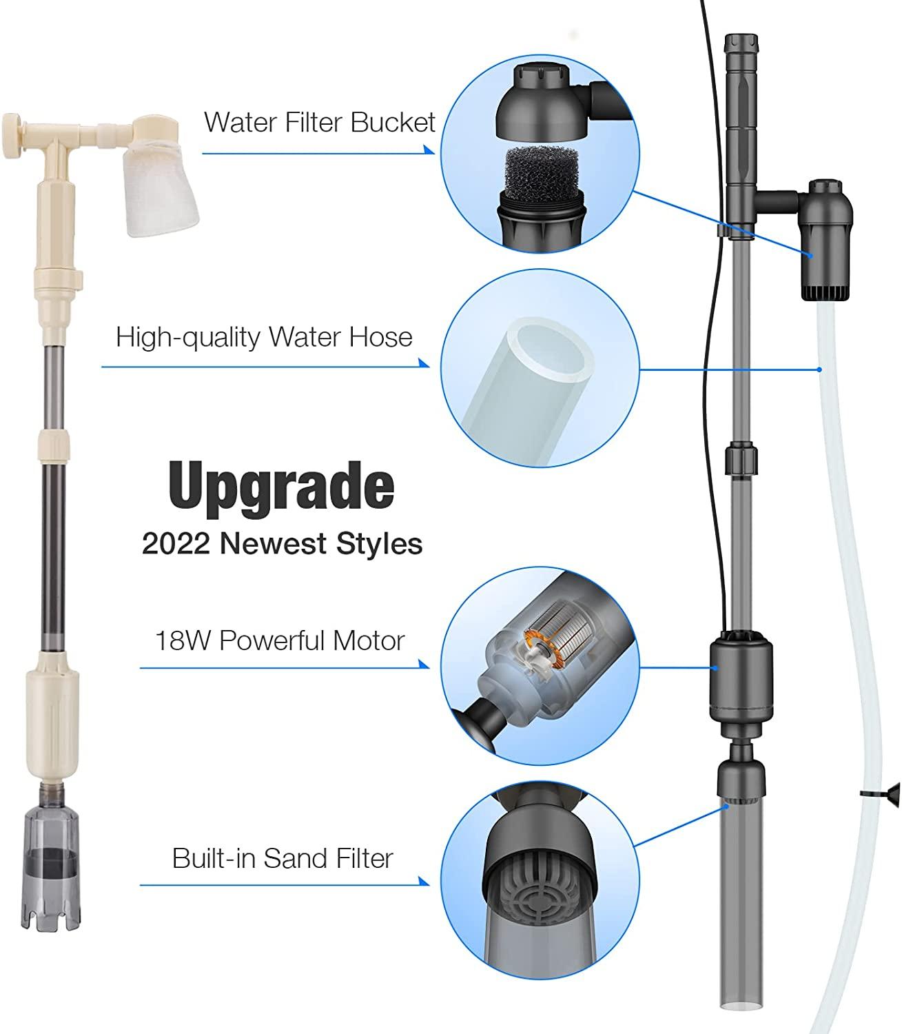 Bedee 6in1 Electric Aquarium Gravel Cleaner & Fish Tank Vacuum Kit