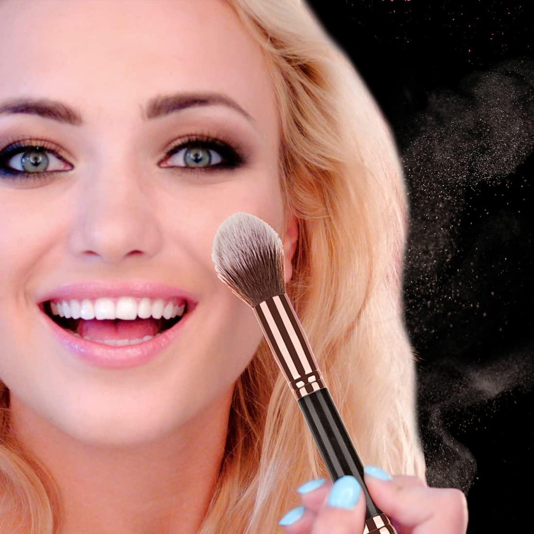 Foundation Brush and Angled Eyebrow Brush, Double Ended Makeup Brushes for Blending Liquid