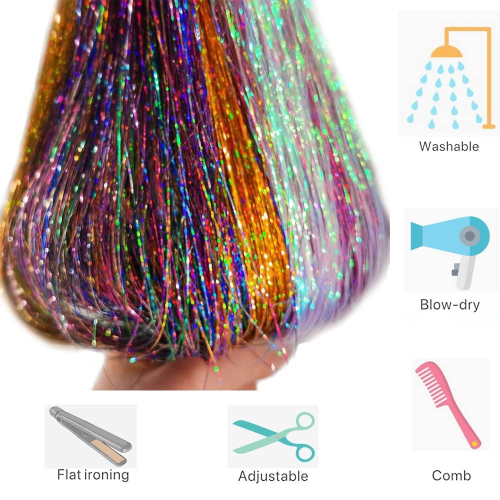 4800 Pieces 12 Colors Hair Tinsel Strands, 120cm Hair Tinsel, Hair