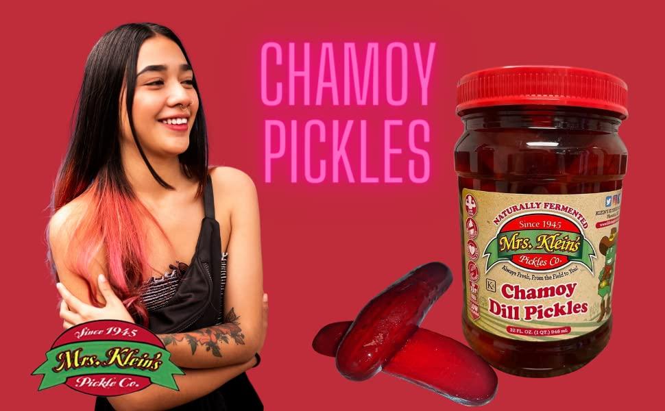 Mrs. Klein's Chamoy Pickles Mexican Chamoy Red Pickles in a Kit for