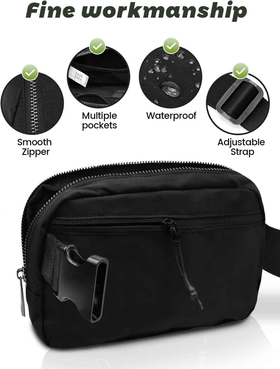 Unisex Mini Belt Bag Nylon Small Waist Pouch for Workout Running Travelling  Hiking Daily Waterproof, Black