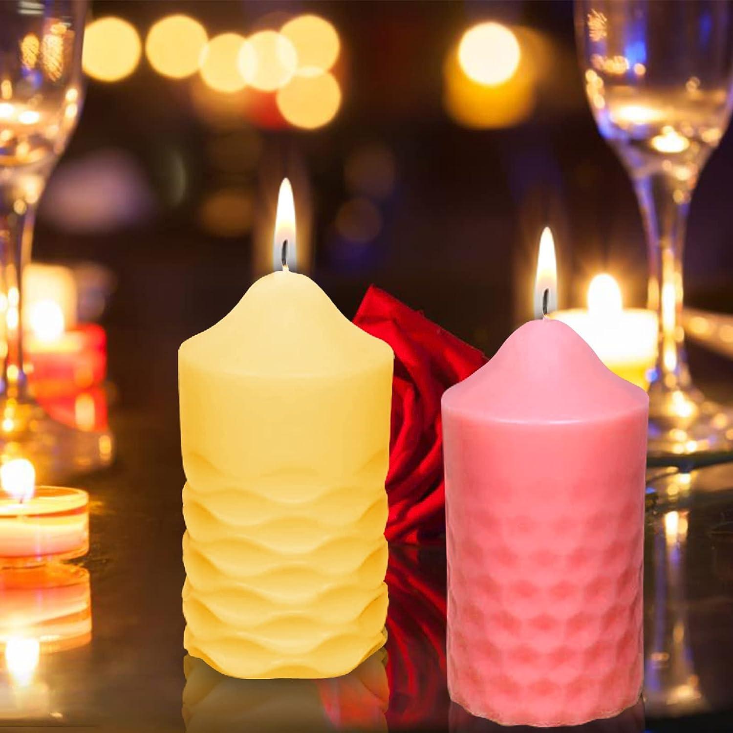 HUAKENER Candle Molds Silicone Wavy Candle Mold and Rhombus Candle