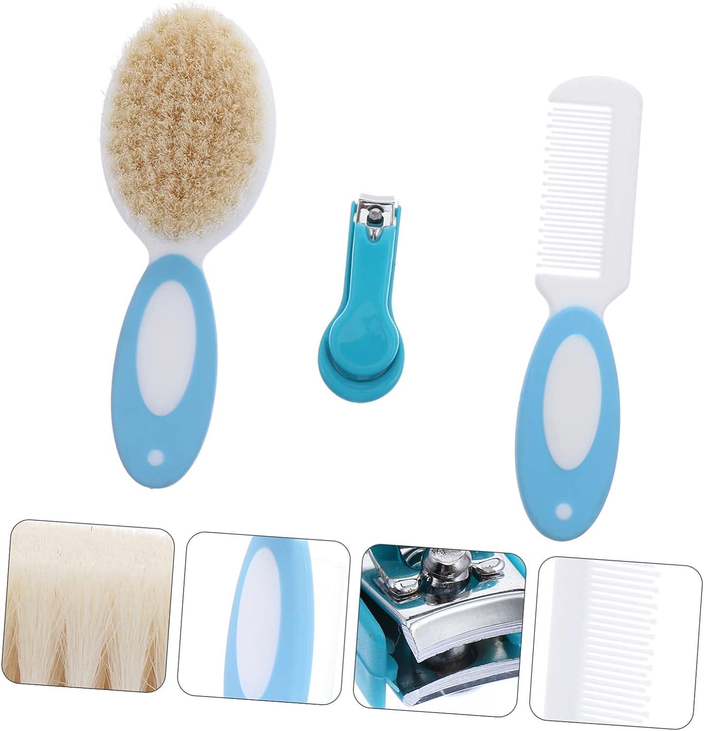 Healeved 3pcs Wool Brush Household Tool Set Infant Hair Brush Infant Nail  Clippers Baby Shower Brush