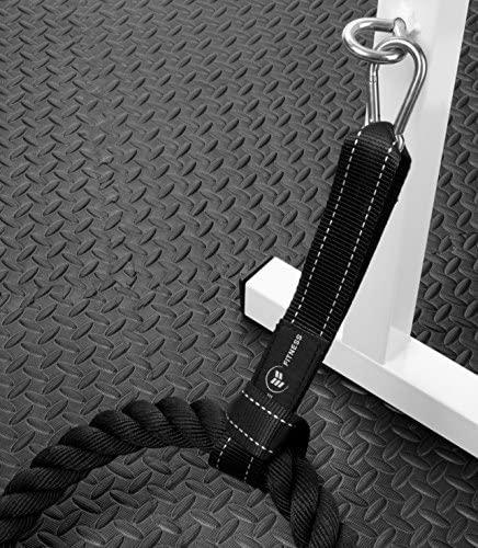 Battle Rope Anchor Strap Kit, Heavy Duty Reinforced Nylon, Easy and Fast  Setup, Stops Rope Damage, Stainless Steel Carabiner, Includes Exercise  Guide