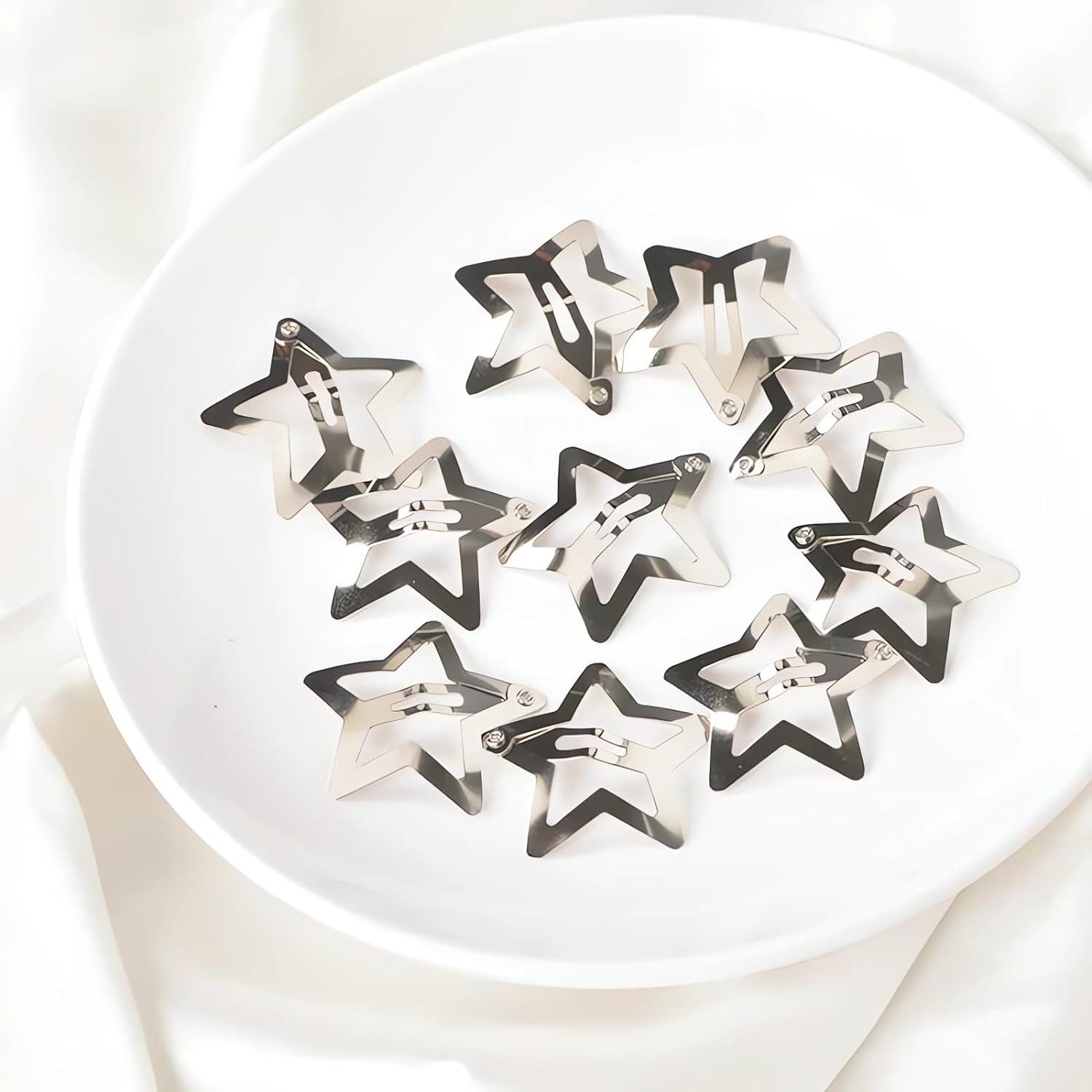 thumbnail image 2 of 20 PCS Star Snap Hair Clips Silver Y2K 2000s Hair Accessories Non Slip Clips For Girls Women Hair Clip (1.22IN -Purple- 20 PCs 2 of 10
