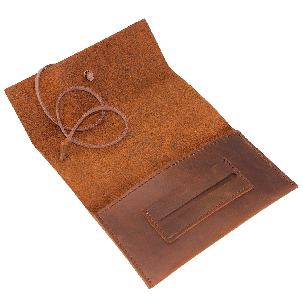 buy tobacco pouch online Genuine Leather Roll Up Tobacco Pouch with Rolling Tip Paper Holder Slot -  Brown (S) | Boshiho | Buy Now with Express International Delivery