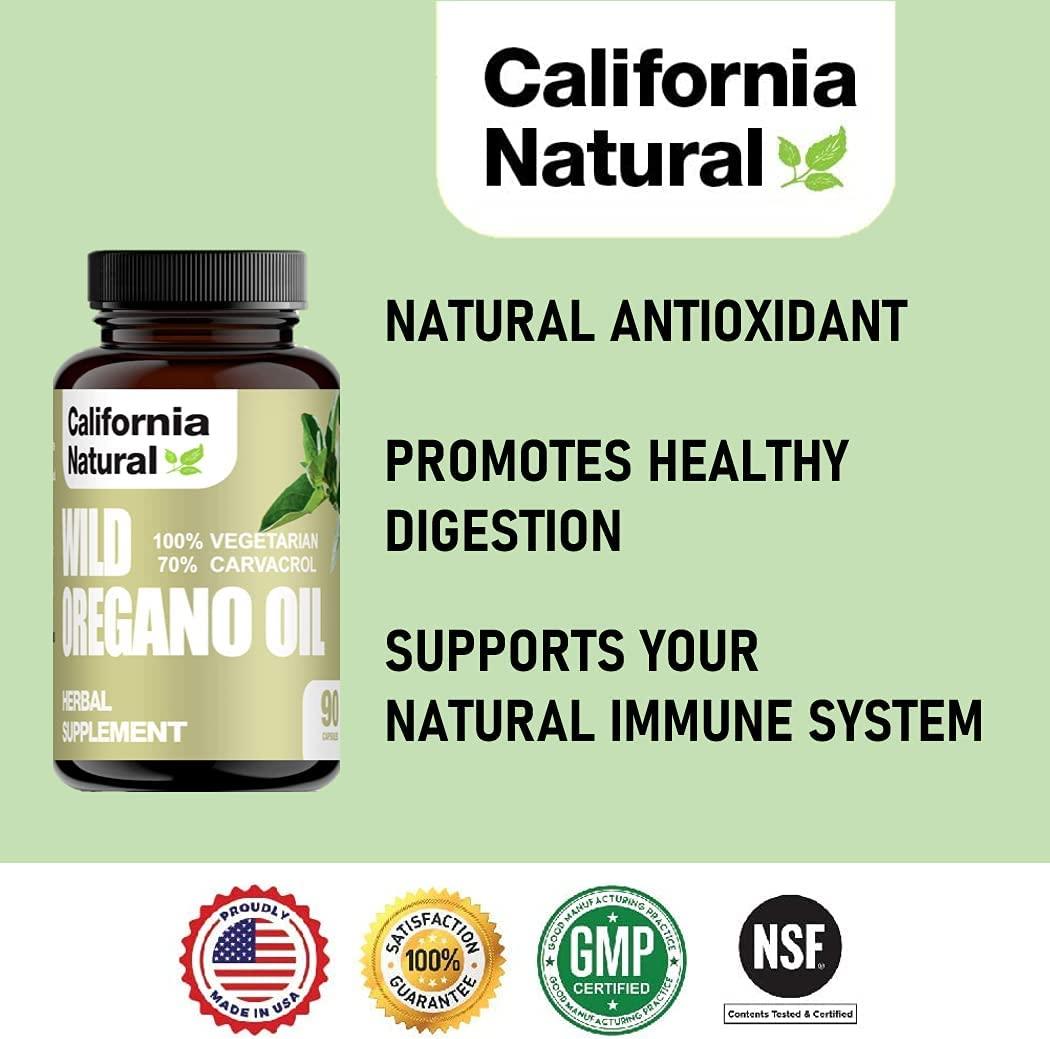 California Natural Wild Oregano Oil Vegetarian Soft Capsules 100 Vegetarian Capsules, 70