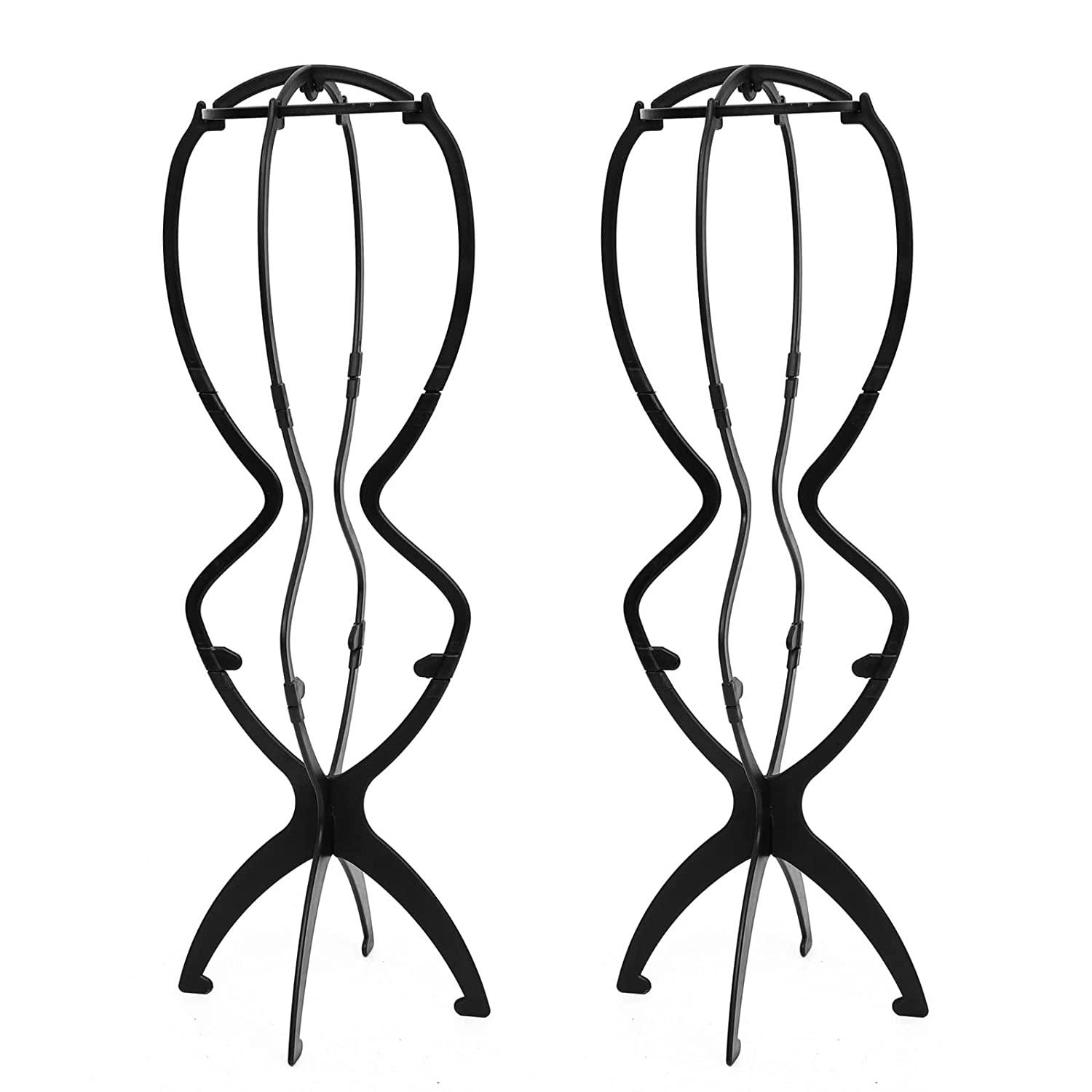 PIESOYRI Tall Wig Stands, Wig Head Stand for Long Wigs, 2 Pack, 19.7,  Portable Collapsible Wig Holders Foldable Wig Stand 19.7-2PCS