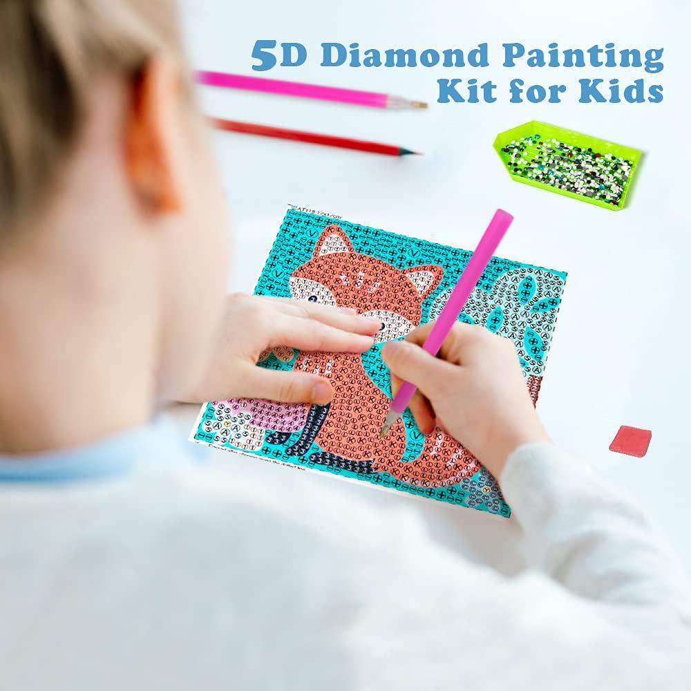 Labeol 6 Pieces 5D Diamond Painting Kit for Kids Painting Kit Crystal Easy Painting Art Craft Set for Home 5D Full Drill (6 Packs A)