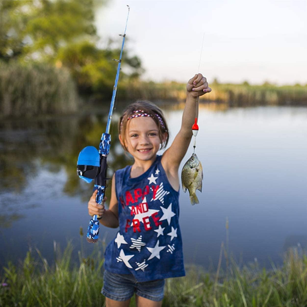 ODDSPRO Kids Fishing Pole - Kids Fishing Starter Kit - with Tackle Box, Reel,  Practice Plug, Beginner'S Guide and Travel Bag for Boys, Girls