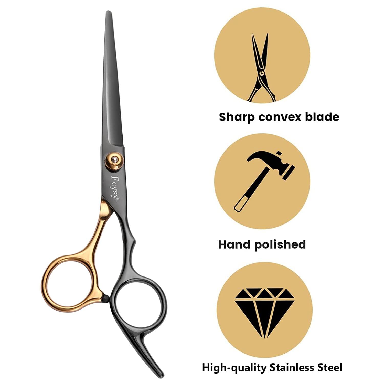 FCYSY Hair Cutting Scissors Kit Professional Barber Shears Set for Men, Women, and Pets Gold