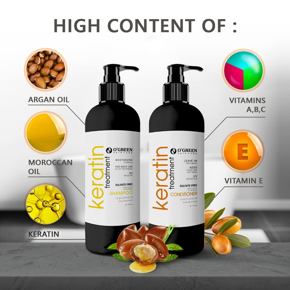Keratin Shampoo & Conditioner Pump Set with Argan Oil - Sulfate
