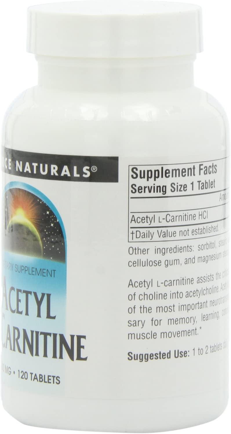 Source Naturals Acetyl L-Carnitine 500 mg - 120 Tablets for Energy & Focus  | Buy Now with Express International Delivery | GoSupps.com