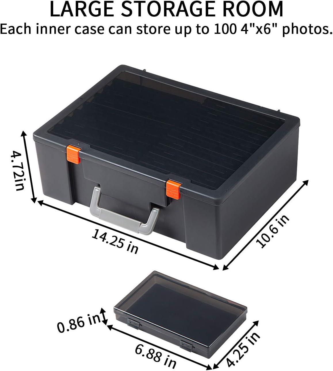 Barhon Photo Storage Box 4x6 Pictures 18 Inner Seed Storage Organizer Extra  Large Photo Organizers Keeper Photo Cases Picture Storage (Black)