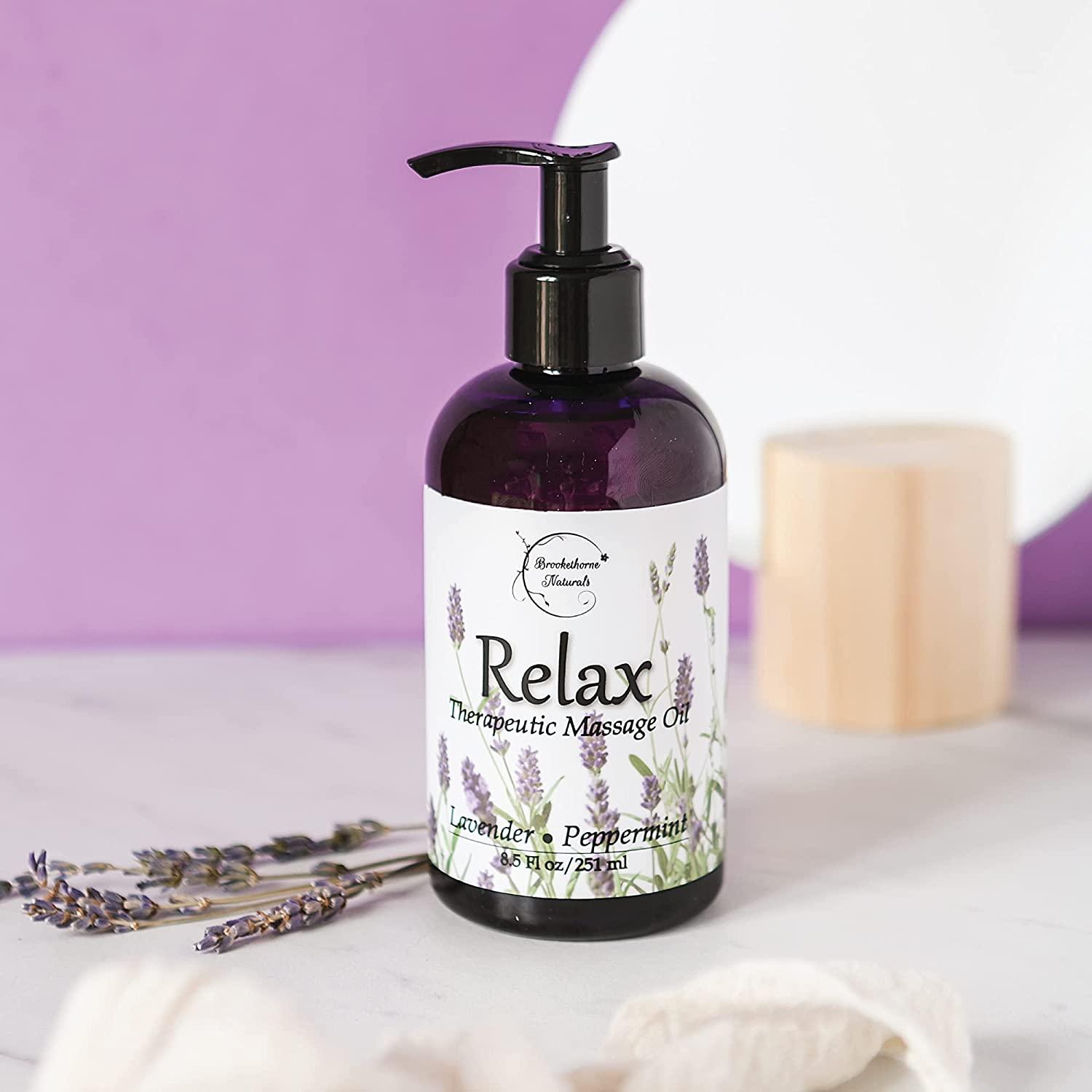 Relax Therapeutic Body Massage Oil with Lavender, Peppermint & Marjoram