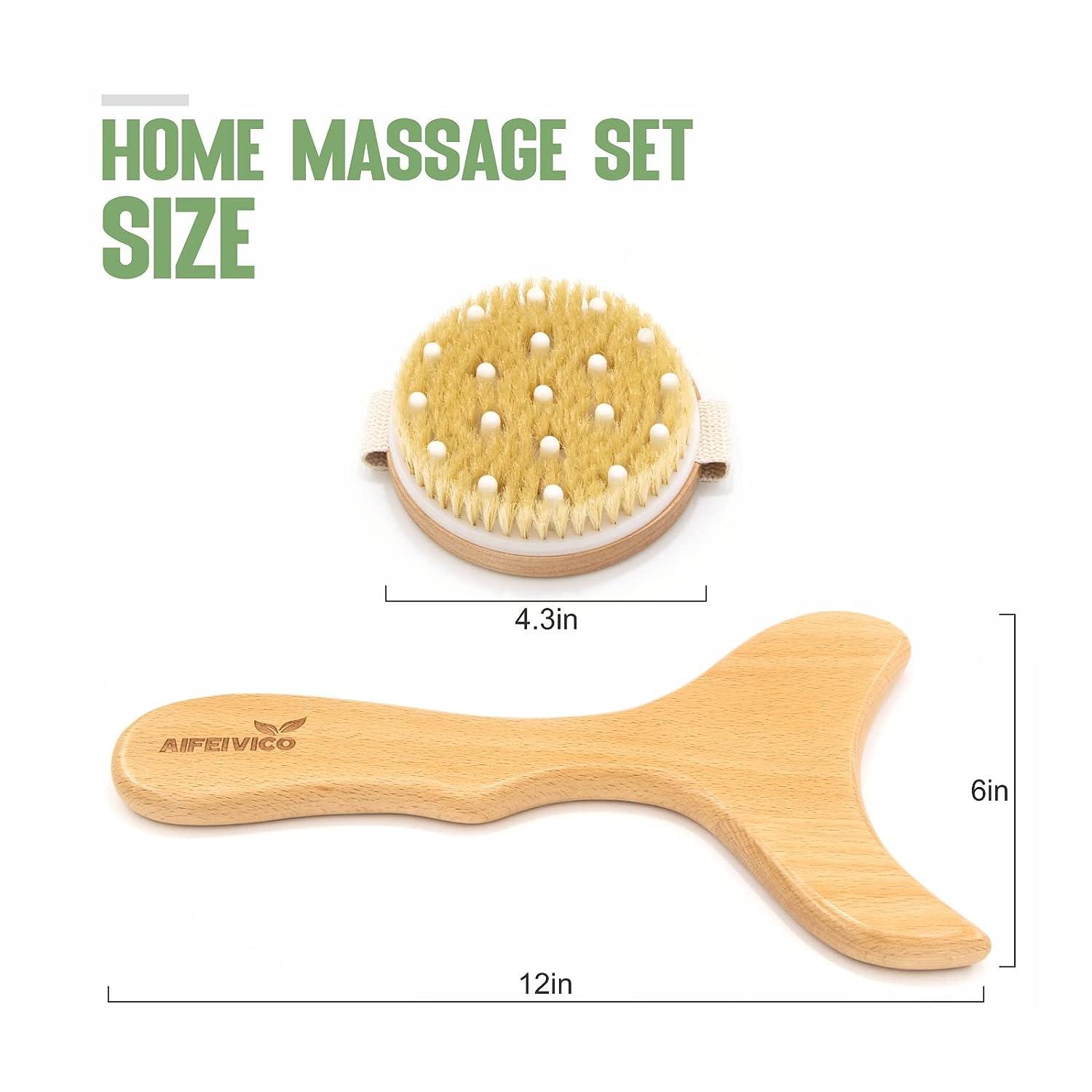 AIFEIVICO Wood Therapy Massage Tools & Dry Brush 2 Kit for Anti