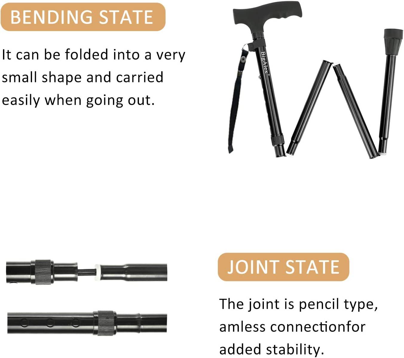 BigAlex Folding Cane,Adjustable Collapsible Cane,Foldable Walking
