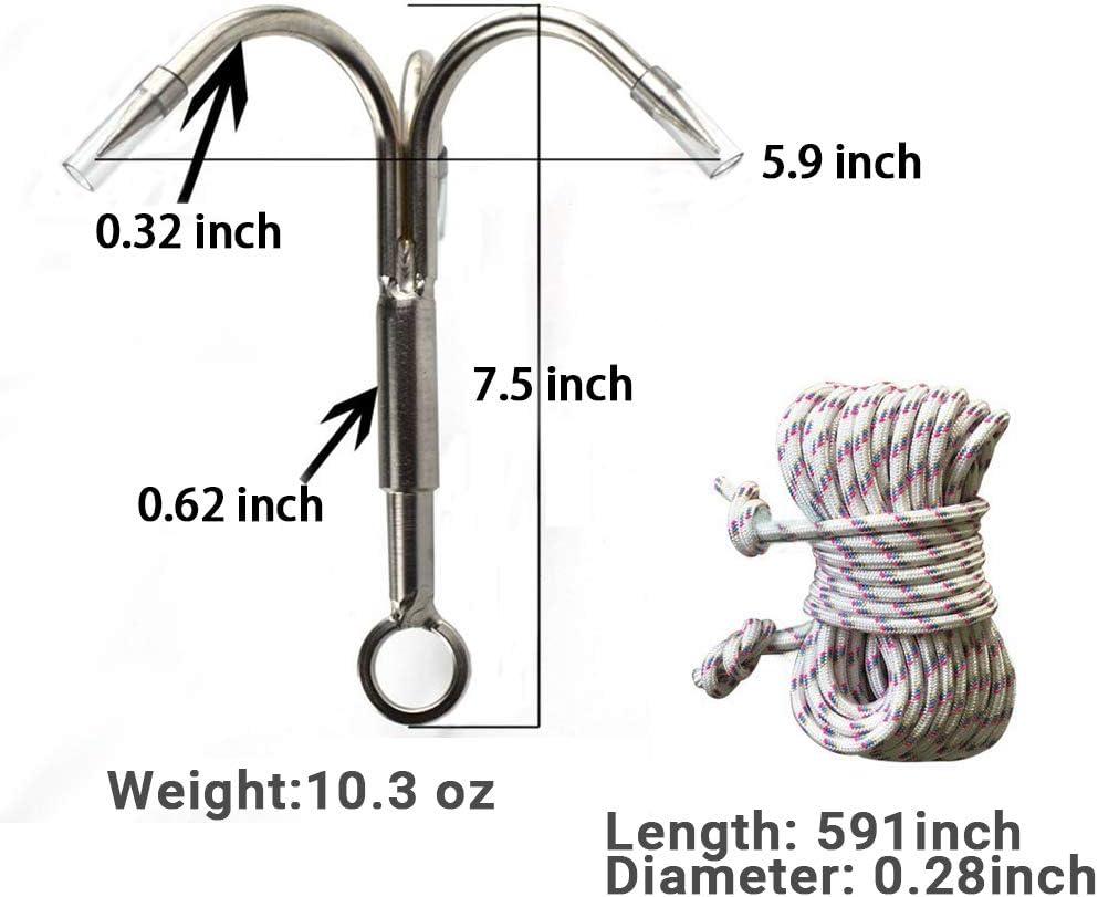 Yiliaw Stainless Steel Outdoor Grappling Hook with 50FT Rope Climbing