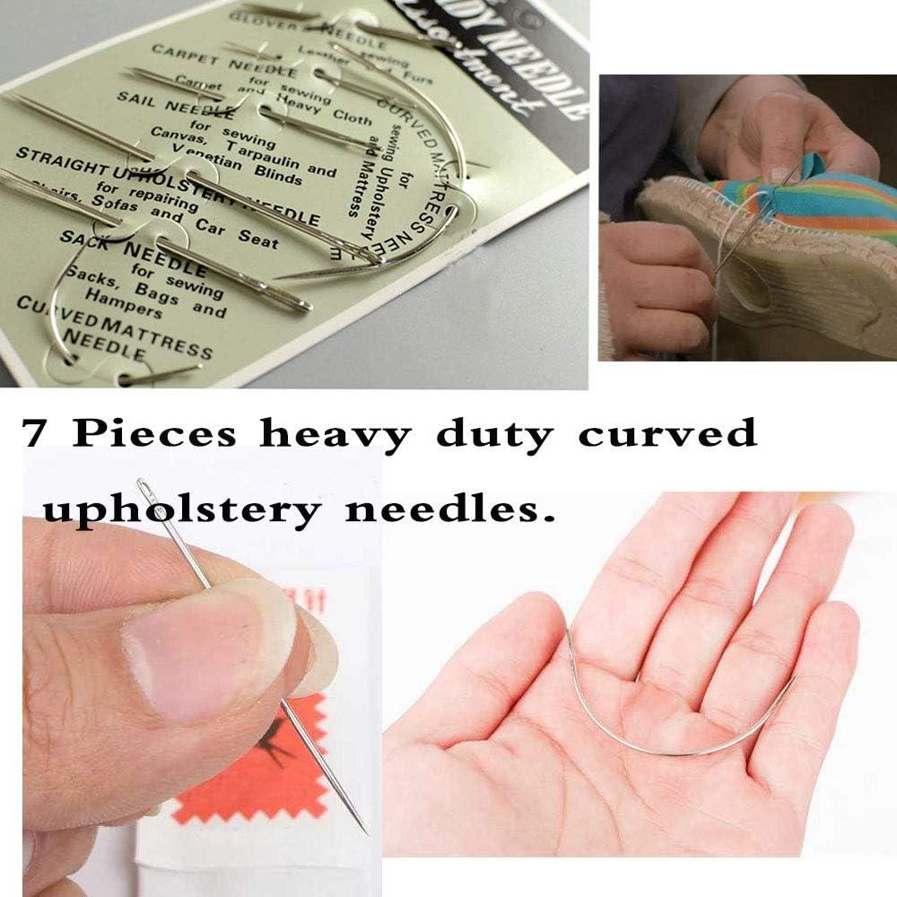 Hand Sewing Needles Kit, Heavy Duty Household Hand Needles for Upholstery,  Carpet, Leather, Canvas Repair (7 Pieces) 