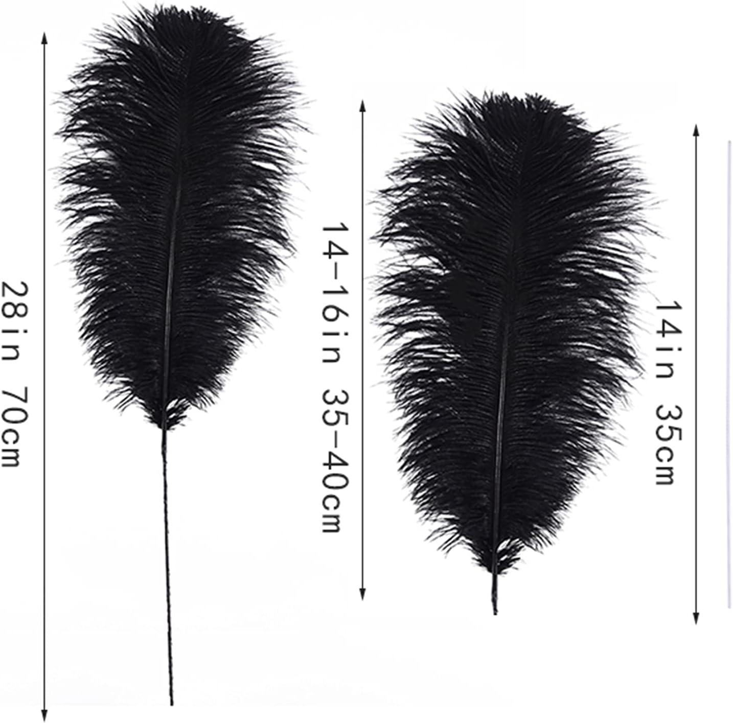 10 Pcs White Black Ostrich Feather for Table Centerpiece