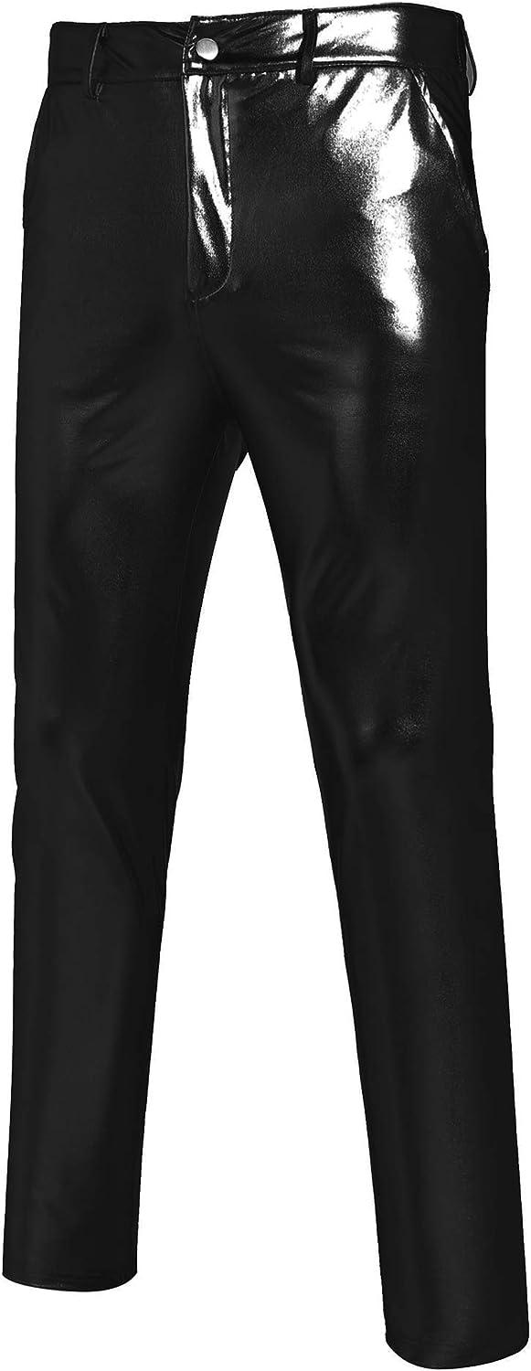 COOFANDY Mens Metallic Shiny Jeans Party Dance Disco Pants