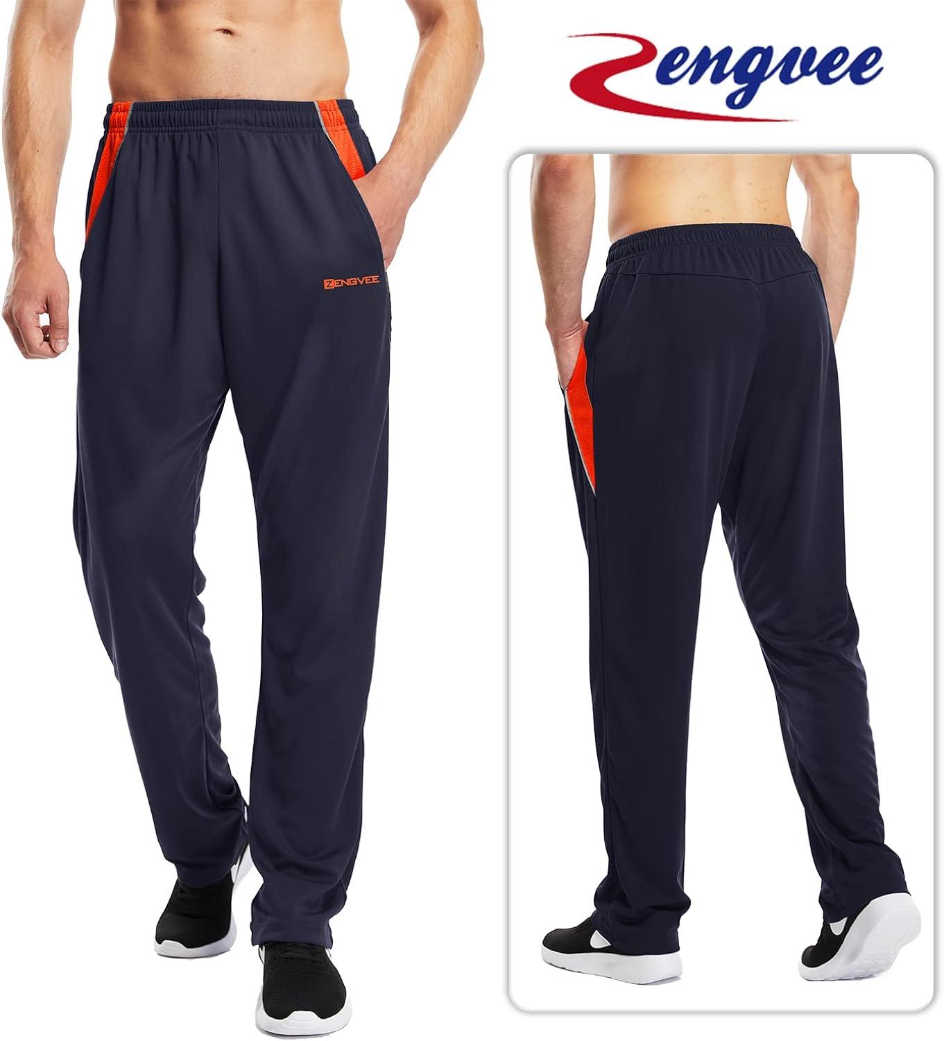 ZENGVEE 3 Pack Mens Polyester Sweatpants with Pockets Large 1 0430 Red Blue  Navy 3 Pcs