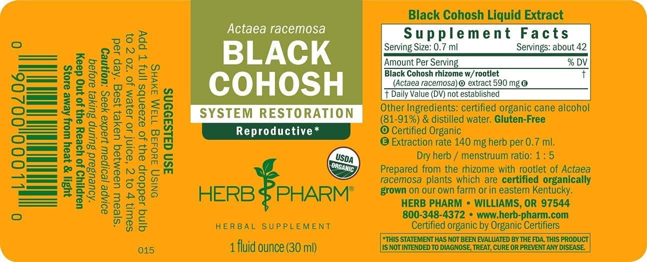 Herb Pharm Certified Organic Black Cohosh Liquid Extract for Female