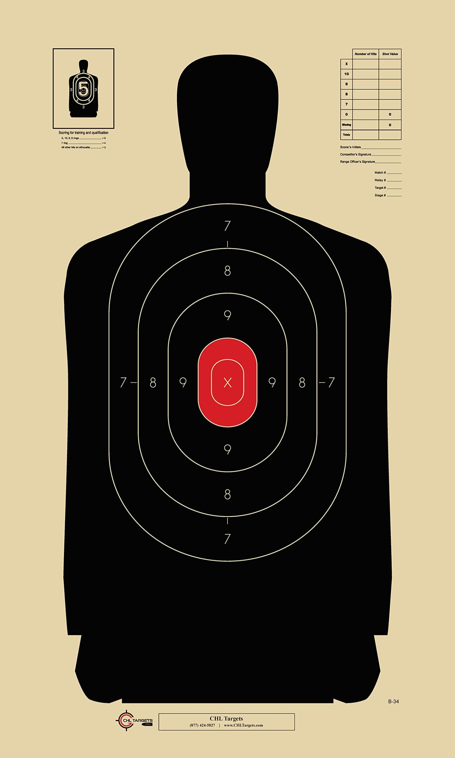 23x35 Targets For Shooting Range Action Target B-34 Silhouette