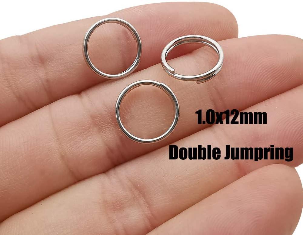 250pcs Stainless Steel Split Rings Double Loop Jump Rings Mini Connector  Key Rings for Jewelry Making Necklaces Bracelet Earrings (1.0x12mm-12653)
