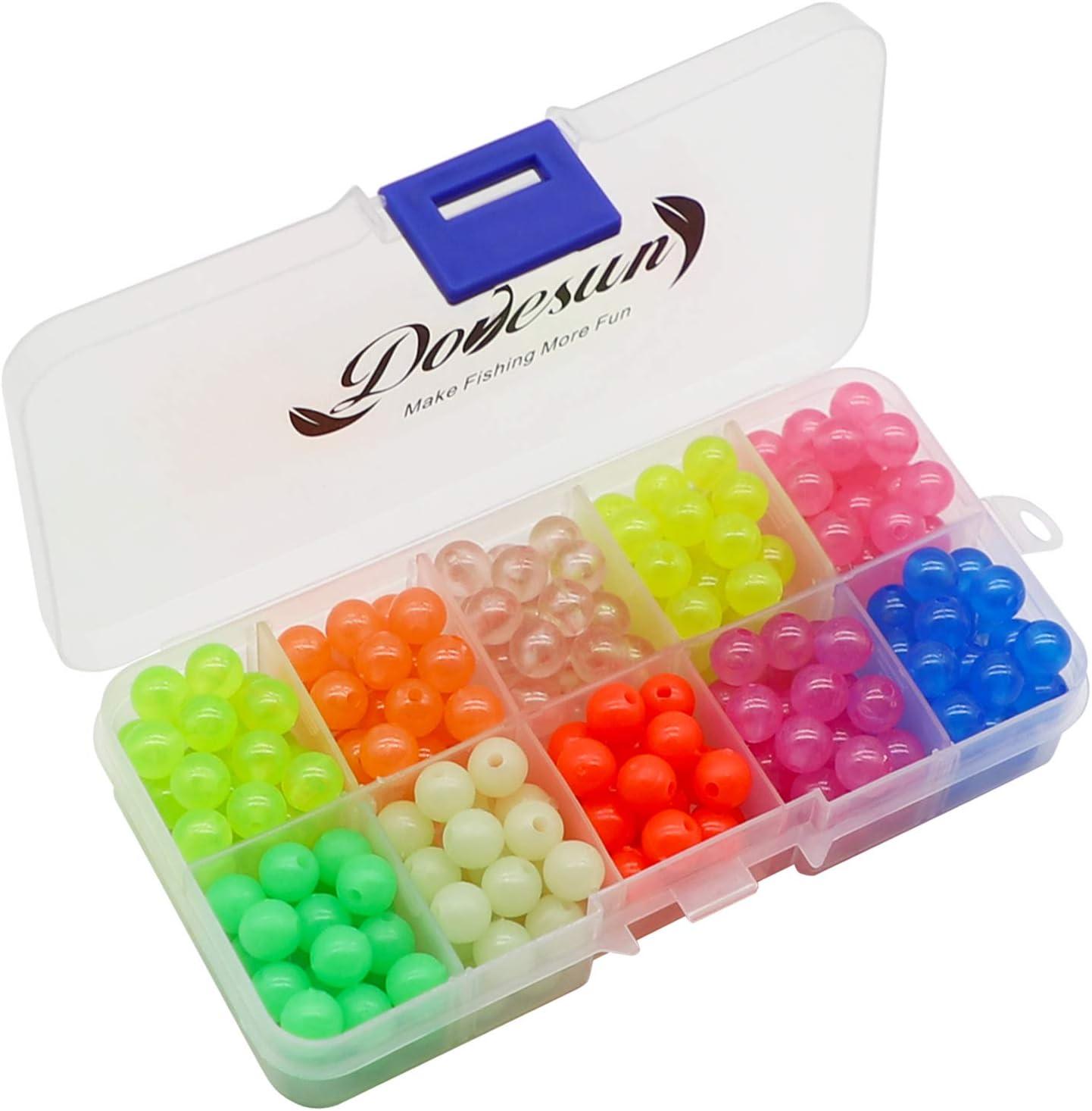 Dovesun Fishing Beads Assorted Beads Fishing Bait Eggs Glow in  Dark/Laser/Colorful/Four Types 0.2in(1000pcs), 0.24in(600pcs),  0.32in(250pcs), 0.39in(120pcs) A-Glow in Dark-0.31in*250pcs