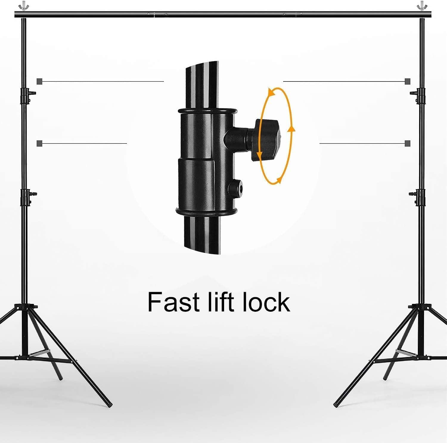 10FT Adjustable Photo Studio Backdrop Stand Kit with Clamps, Sandbags