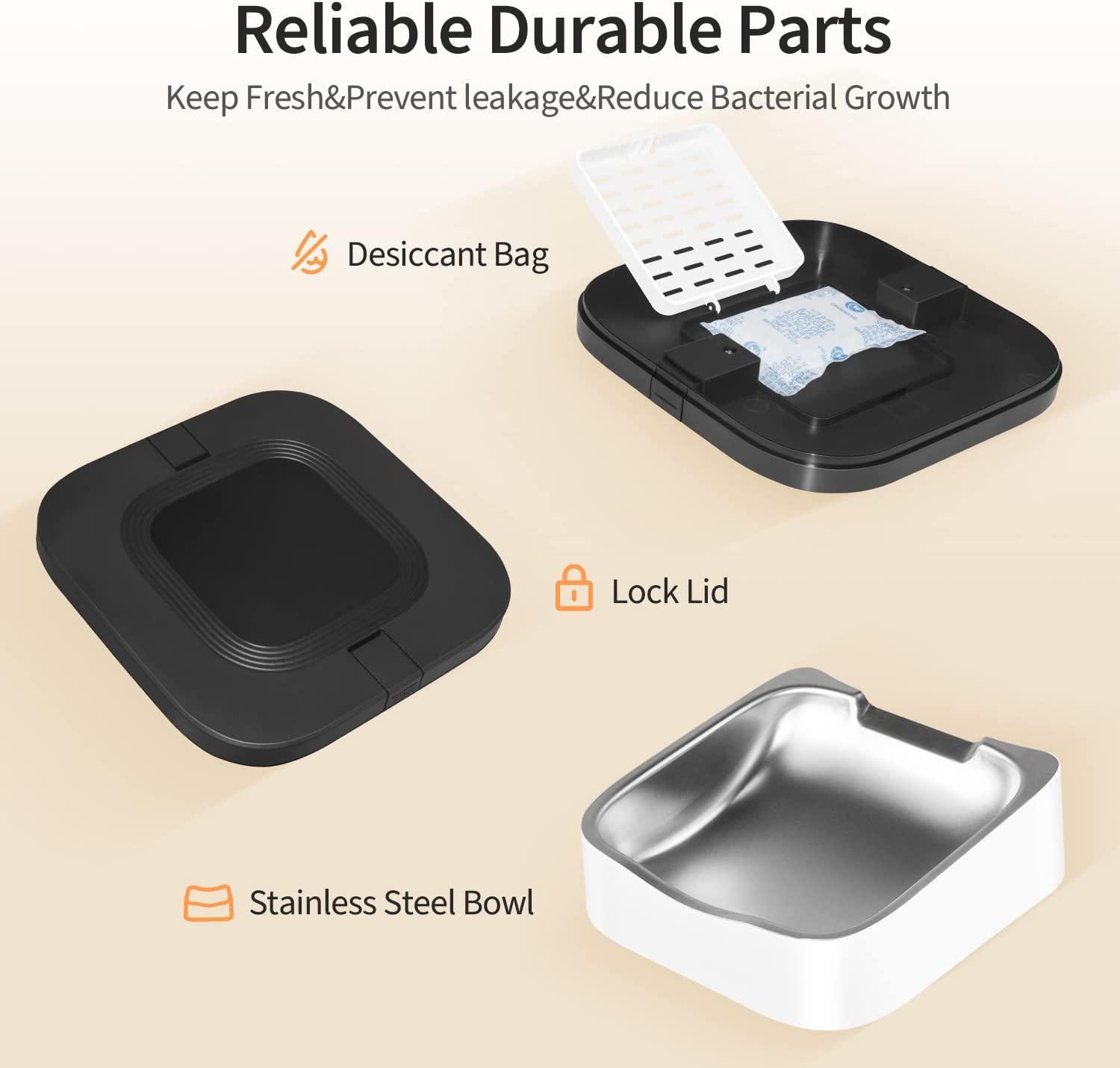 Petour Automatic Cat Feeder 4L Pet Dry Food Dispenser with Stainless