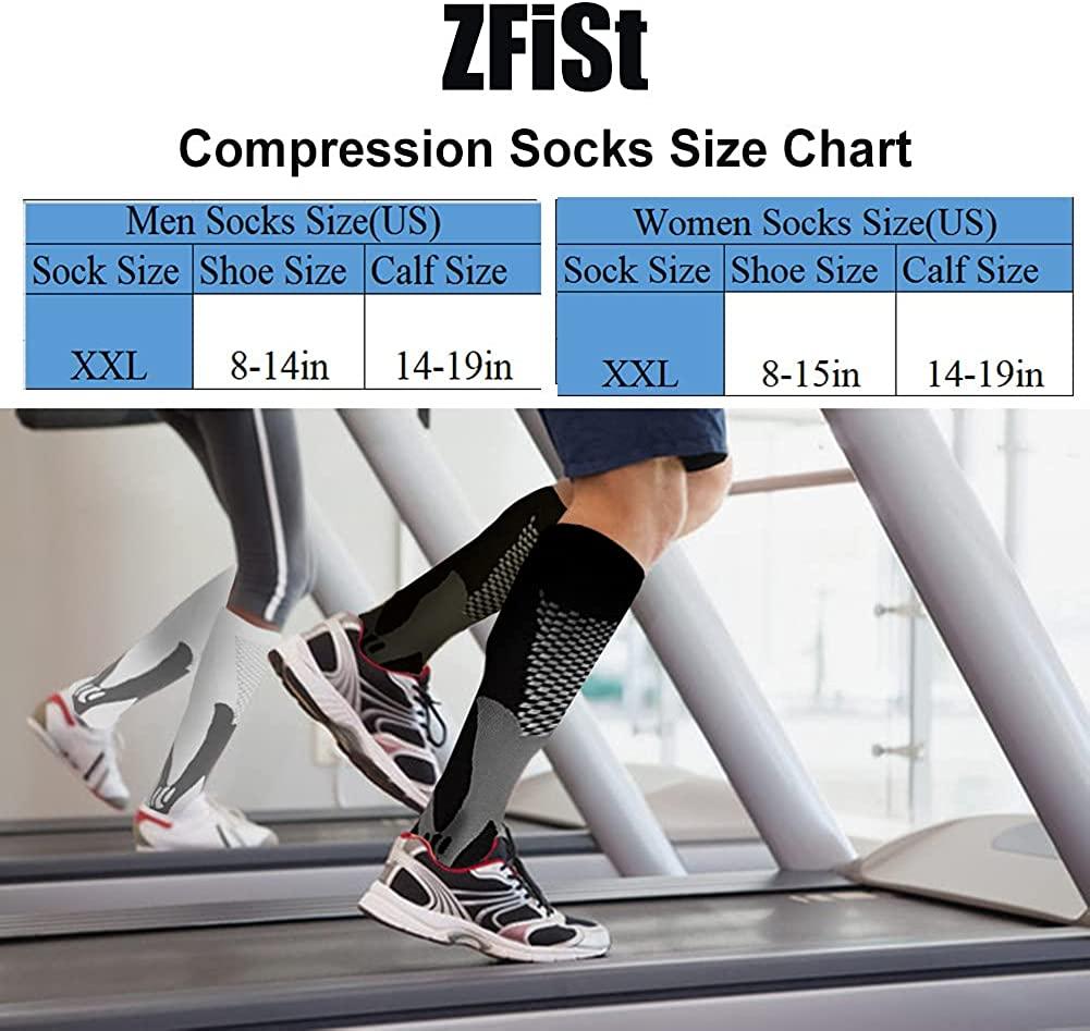 ZFiSt 3 Pair Medical Sport Compression Socks Men,20-30 mmhg Run Nurse Socks  for Edema Diabetic Varicose Veins Black+blue+grey