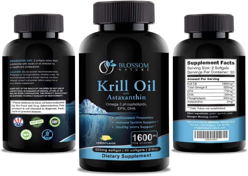 Antarctic Krill Oil 1600mg with Astaxanthin 2mgOmega 3 Krill Oil