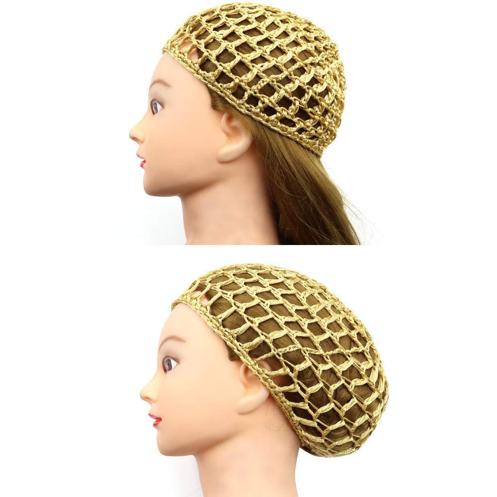 QMSILR 3 Pcs Mesh Crochet Hair Net for Women Head Scarf Cap Hair