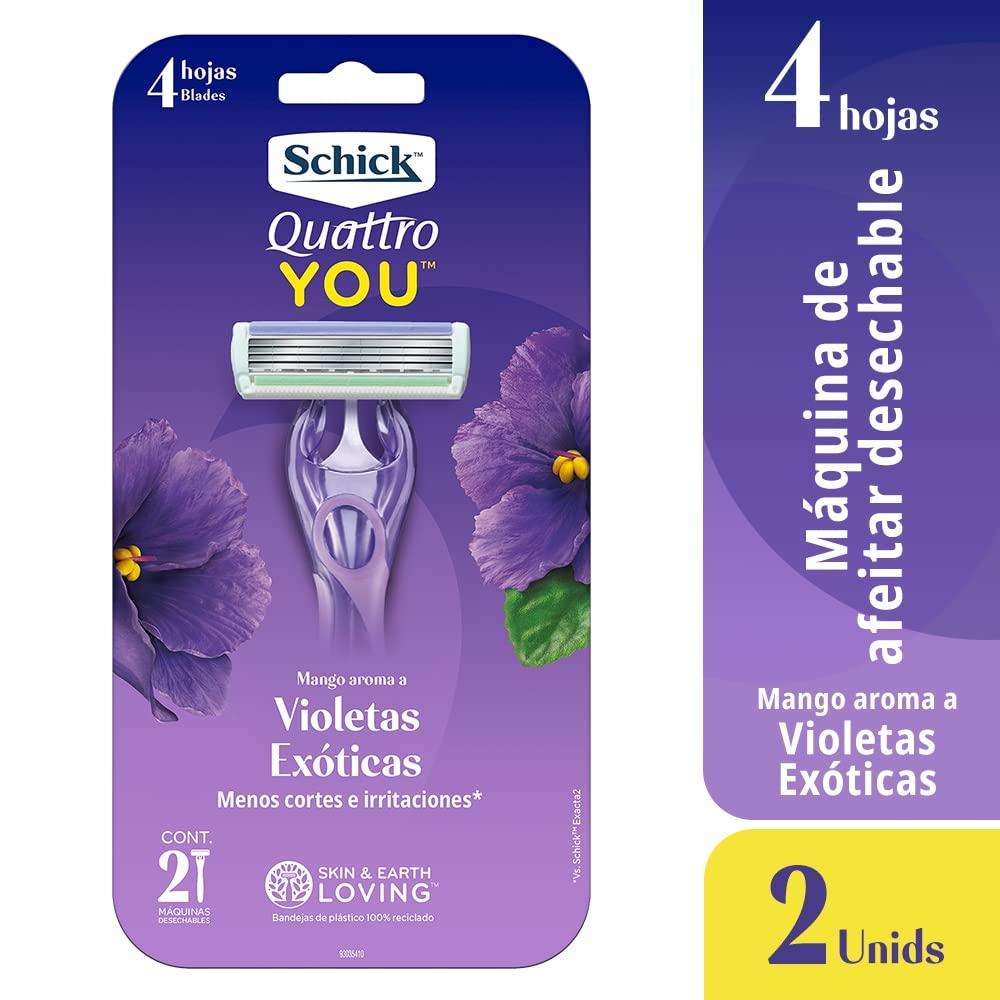 Schick Quattro You Exotic Violet Blooms Disposable Razors for