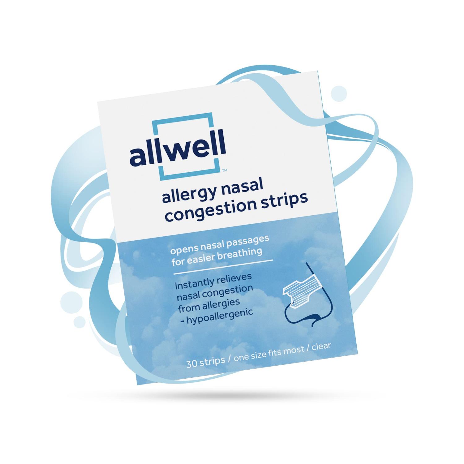 AllWell Allergy Congestion Nasal Strips 30 LatexFree Strips for