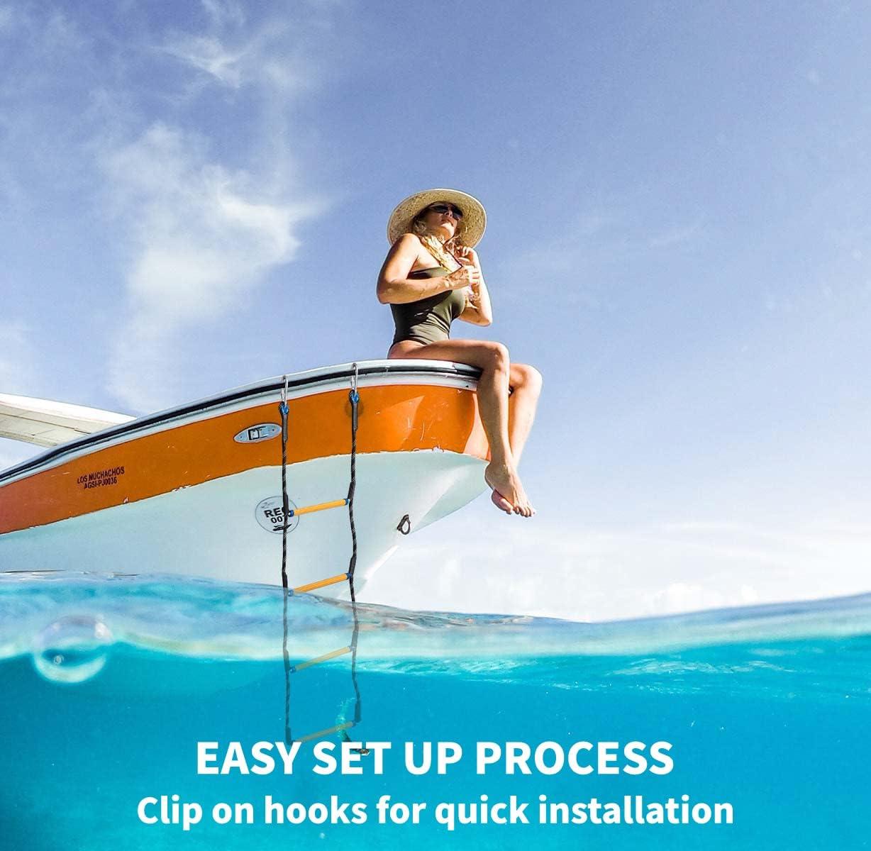 Nakustab Heavy Duty Boat Ladder, Resin Rungs Boat Rope Ladder 440lbs