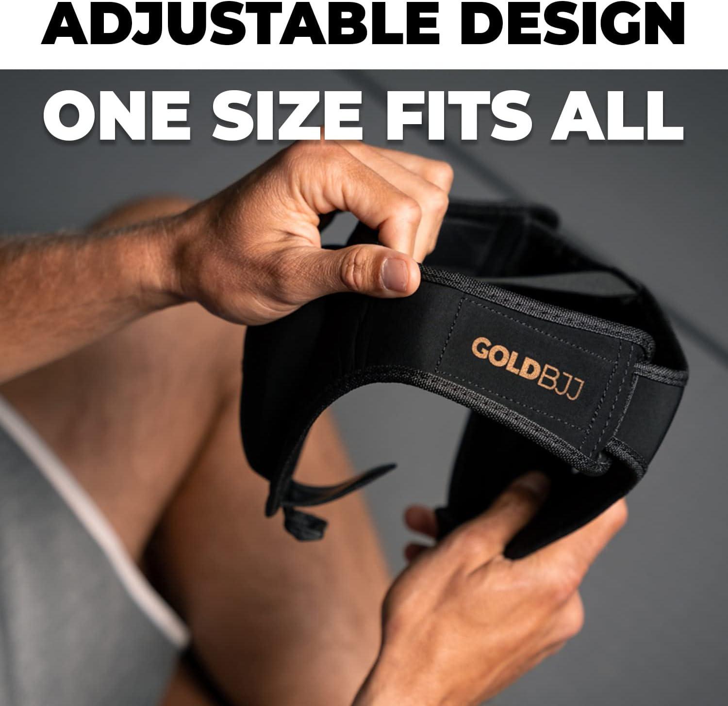 Gold BJJ Headgear for Jiu Jitsu, Wrestling, and MMA Black