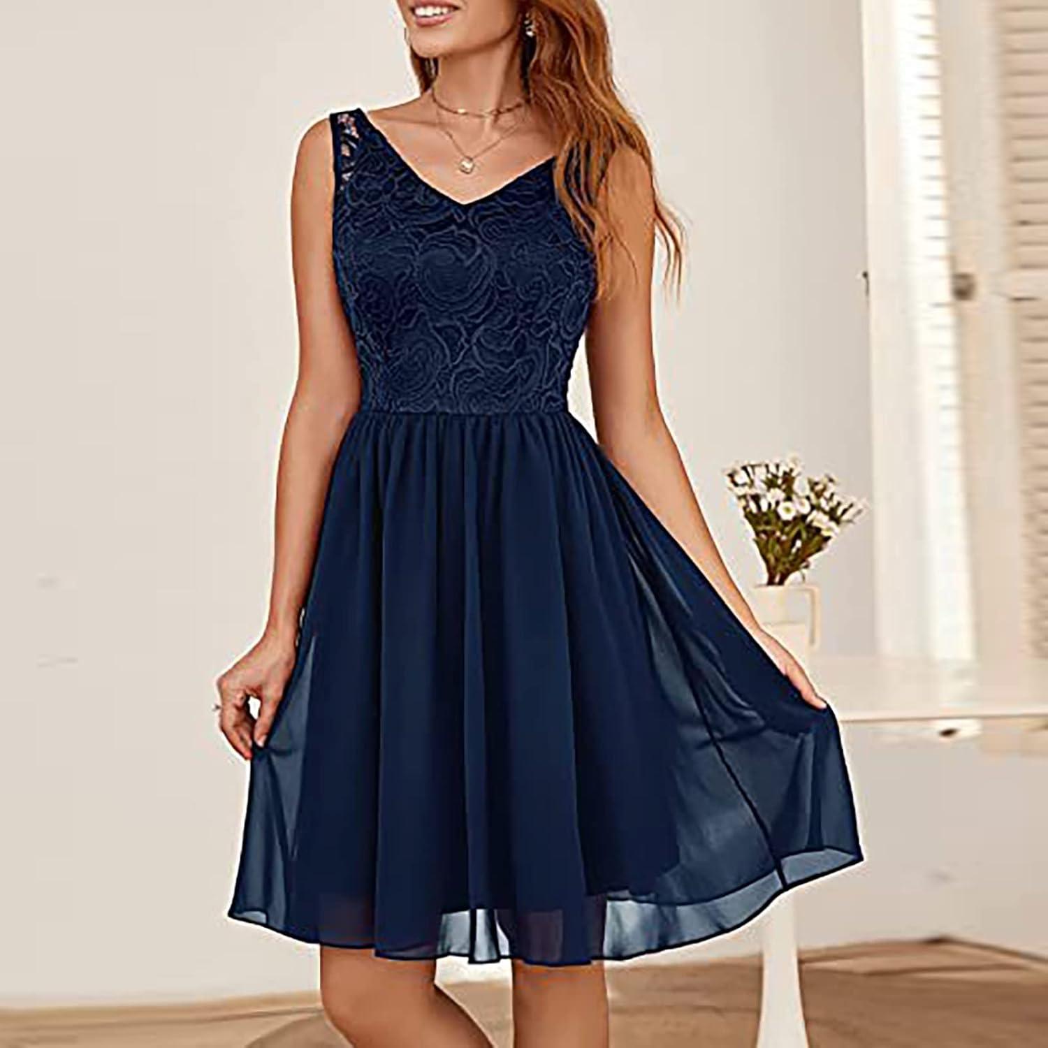 open lace back dress Jewel Patchwork Navy Blue Short Party Dress – FancyVestido