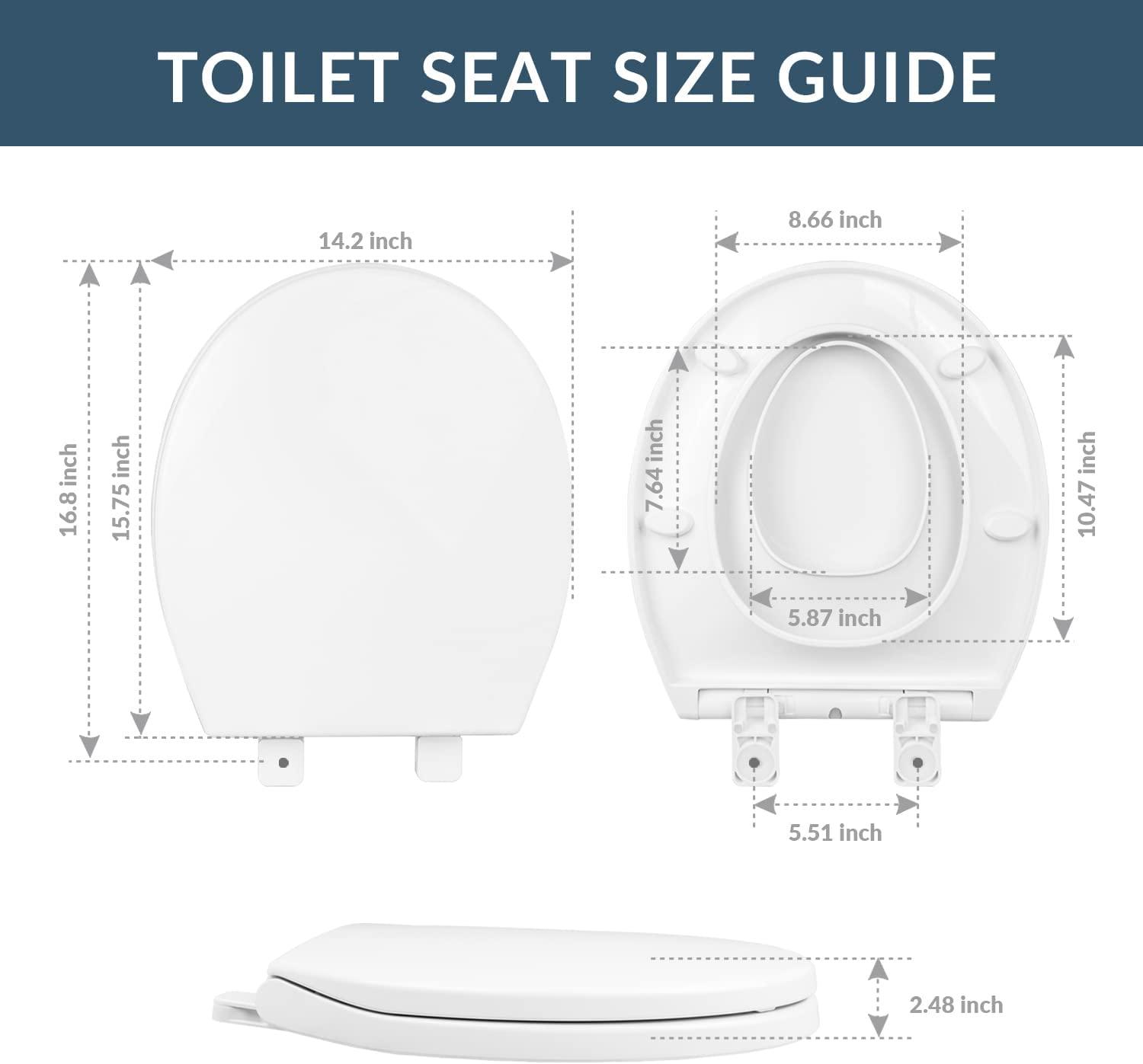 Round Toilet Seat with Built in Potty Training Seat, Slow Close, Easy