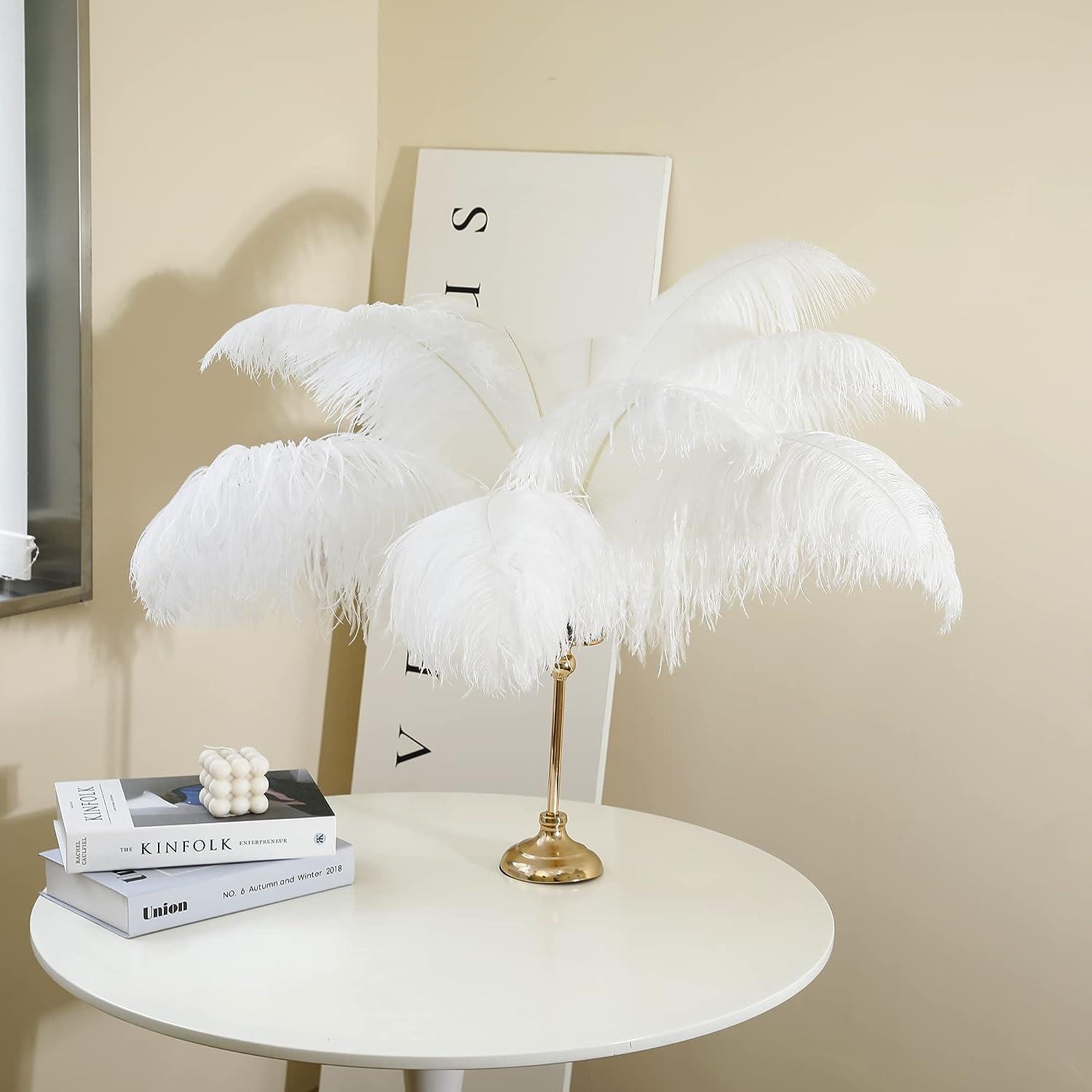 Larryhot White Large Ostrich Feathers - 16-18 inch 10pcs Feathers for Vase  Wedding Party Centerpieces and Home Decorations (White)