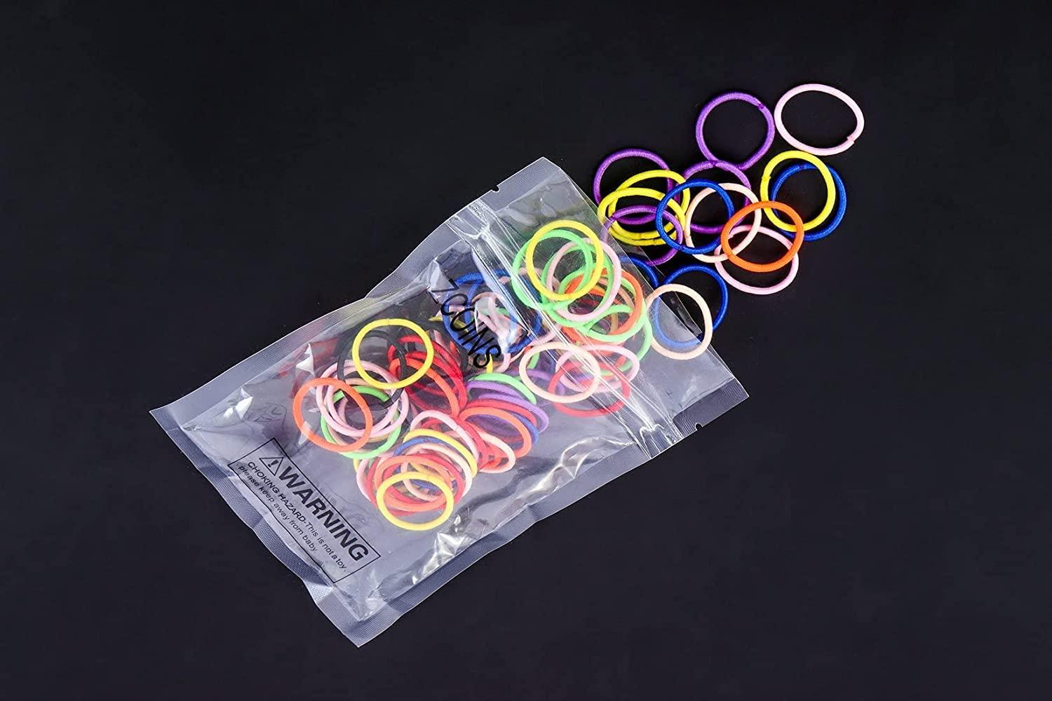 ZCOINS Baby Hair Ties for Thin Hair Ponytail Holder for Newborn Girls,  Toddler Rubber Bands for Hair Multicolor 100pcs
