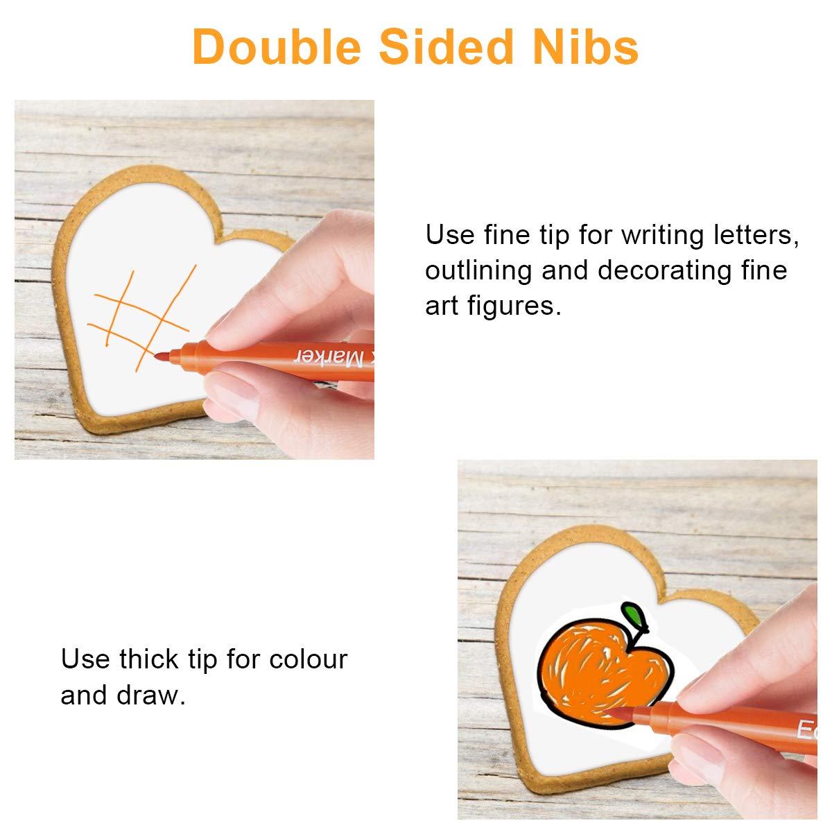 Food Coloring Markers, Double Sided Food Coloring Pens with Fine
