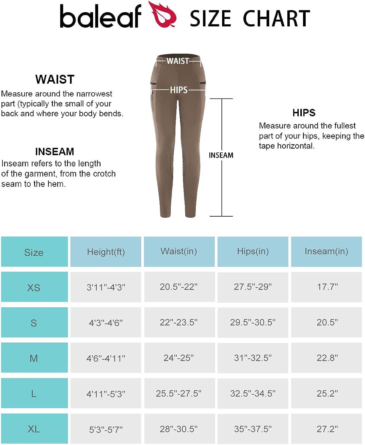 BALEAF Girls' Horse Riding Pants Kids Equestrian Breeches Belt Loops  Knee-Patch Youth Schooling Tights Zipper Pocket Brown Large