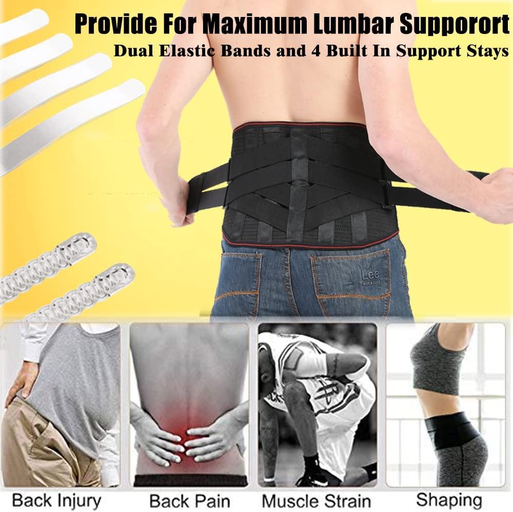 Lower Back Brace and Support Belt for Men and Women Adjustable Compression  Band with 3 Bones for Pain Relief