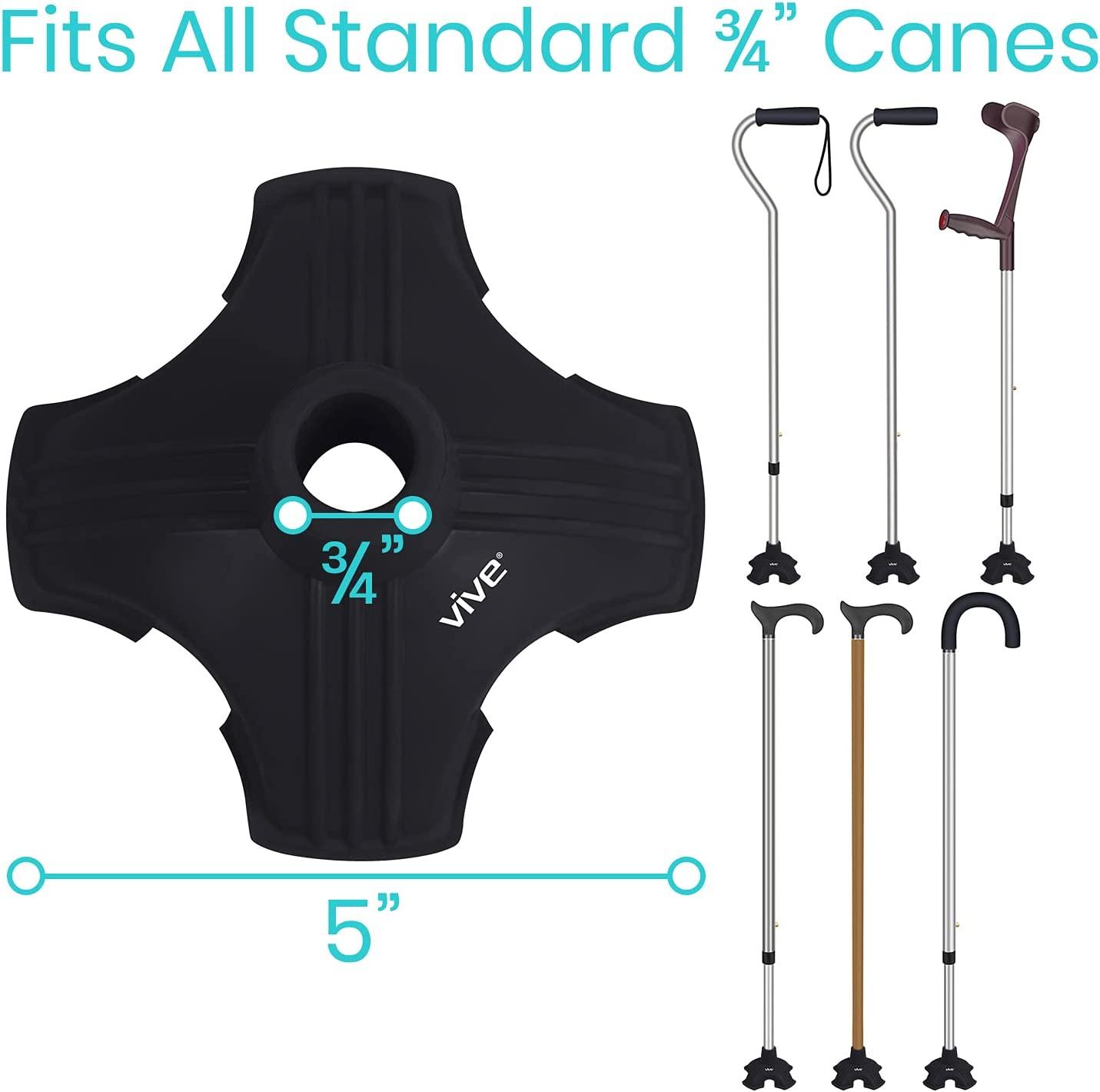 Vive Cane Tip Quad Rubber Replacement Foot Pad for Walking Canes